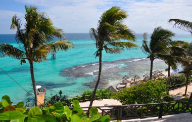 Perfect tropical sea landscape. island Isla Mujeres (Women Islan clipart