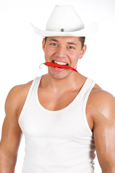 Lächelnder Mann auf weißem Grund — Stockfoto
