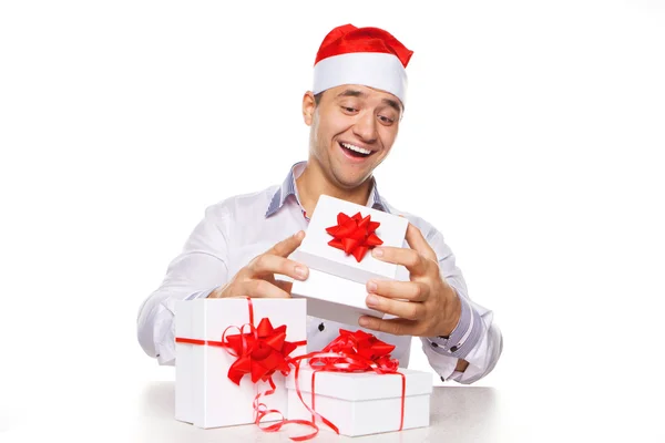 Imagen de atractivo macho con regalos de Navidad —  Fotos de Stock