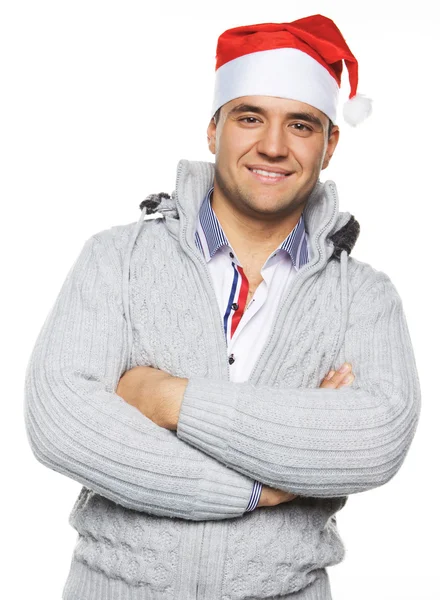 Man in christmas hat — Stock Photo, Image