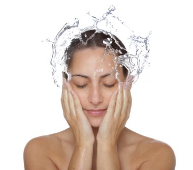 Beautiful wet woman face with water drop clipart