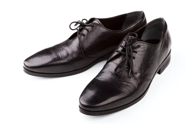 Černé kožené Pánské boty — Stock fotografie
