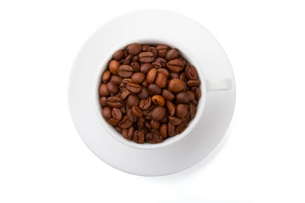 Puchar i smażone ziarna kawy — Zdjęcie stockowe