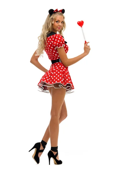 Donna in costume da carnevale. forma del mouse — Foto Stock
