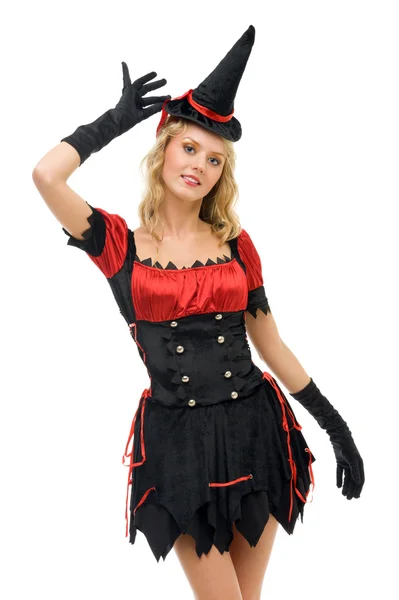 Woman in carnival costume. Witch shape — Stock Photo, Image