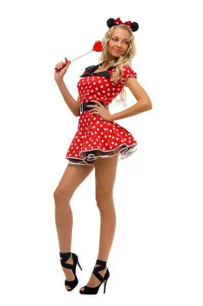 Karnaval Kostüm giymiş bir kadın. fare şekil — Stok fotoğraf