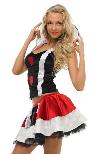 Woman in carnival costume. Domino shape — Stock Photo, Image