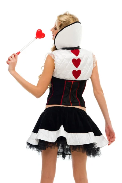 Karnaval Kostüm giymiş bir kadın. Domino şekli — Stok fotoğraf