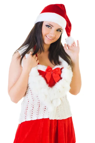 Piękna kobieta w santa karnawał kostium — Zdjęcie stockowe