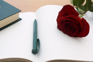 Notebook and Rose clipart