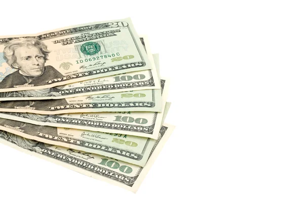 Twenty and one hundred dollar bill — Stock Photo, Image