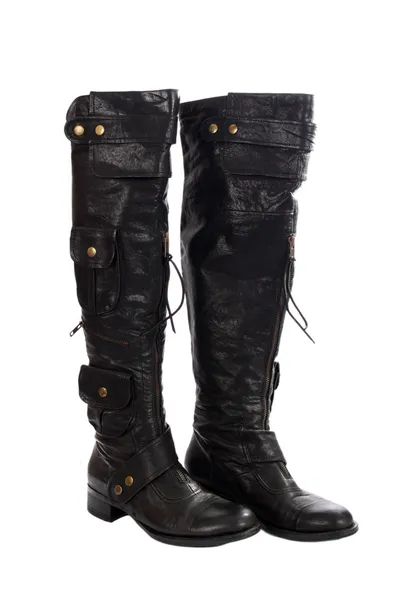 High leather boots for women — Stok fotoğraf