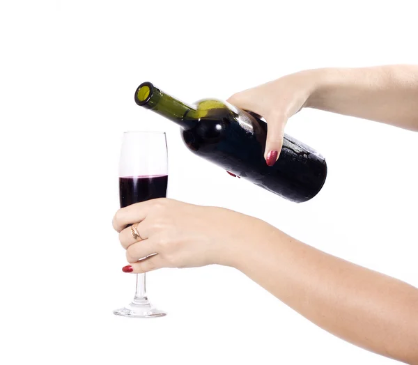 Wino wlewane do kieliszka do wina — Zdjęcie stockowe