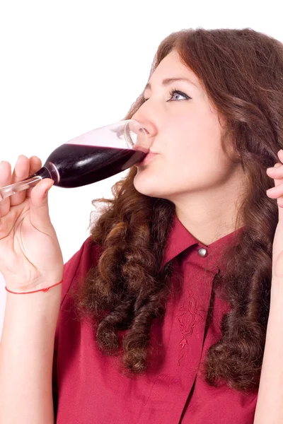 Mujer bebiendo vino — Foto de Stock