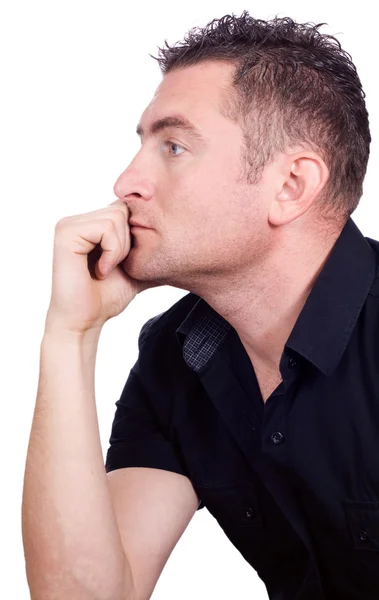 Thoughtful guy isolated on white background — Stock Photo, Image