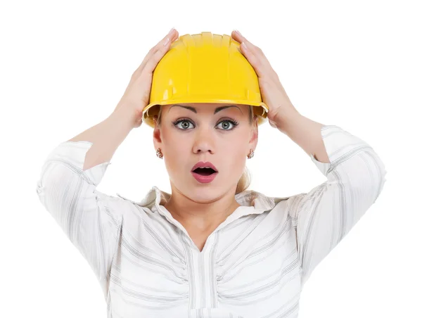 Girl with hard hat Royalty Free Stock Photos