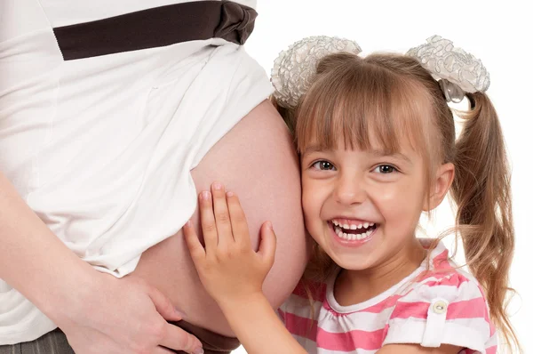 带着女儿的孕妇 — 图库照片