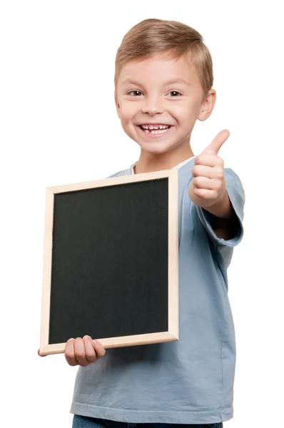 Pojke med blackboard — Stockfoto