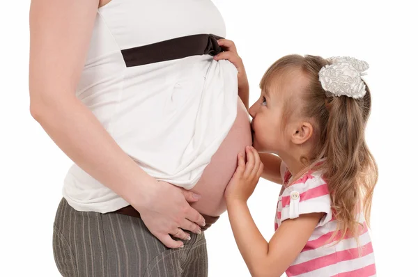 딸 과 함께 임신 한 여자 — 스톡 사진