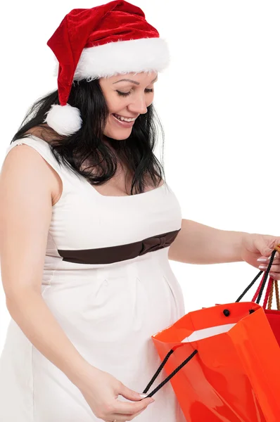 Mujer embarazada con bolsas de compras — Foto de Stock