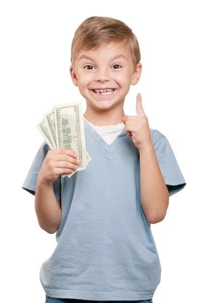 Dolar ile çocuk — Stok fotoğraf