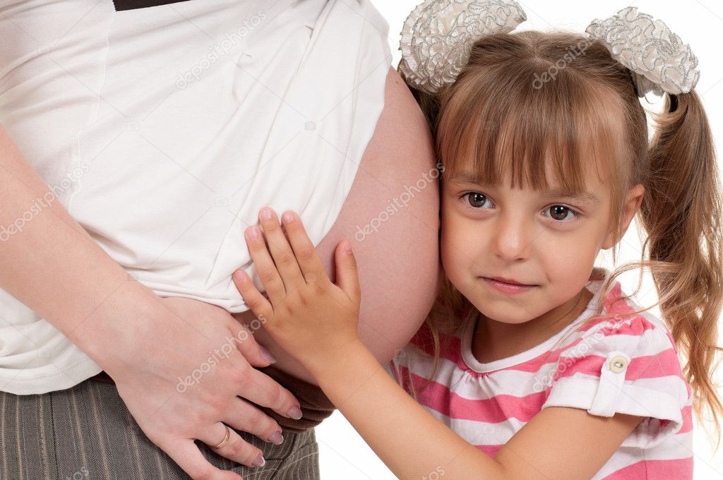 Pregnant woman with her daughter