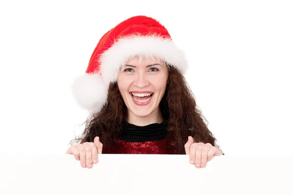 Christmas woman with blank — Stock Photo, Image