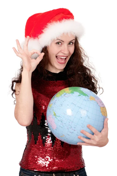 Chica de Navidad con globo — Foto de Stock