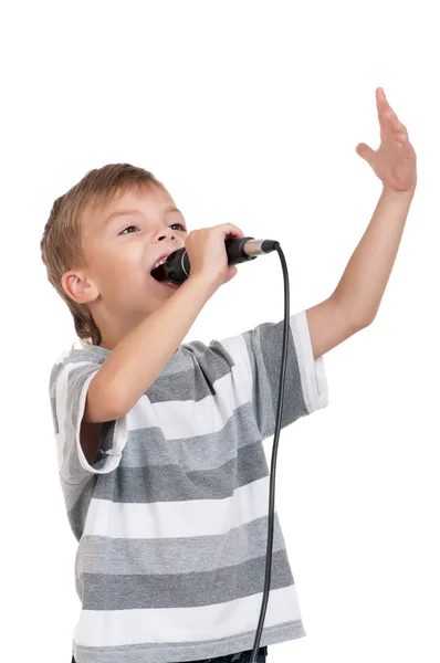 Menino com microfone — Fotografia de Stock