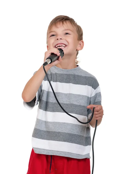 Junge mit Mikrofon — Stockfoto
