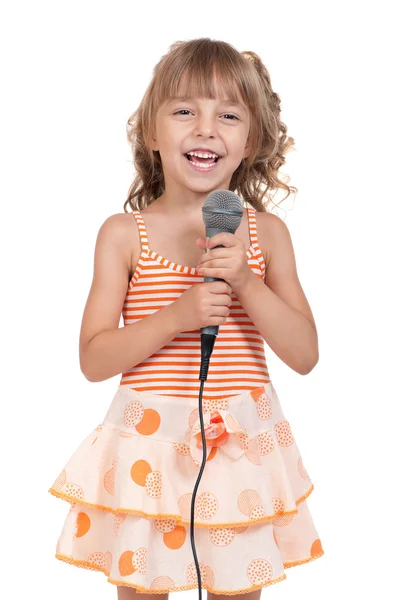 Ребёнок с микрофоном — стоковое фото