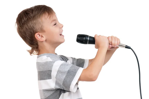 Pojke med mikrofon — Stockfoto
