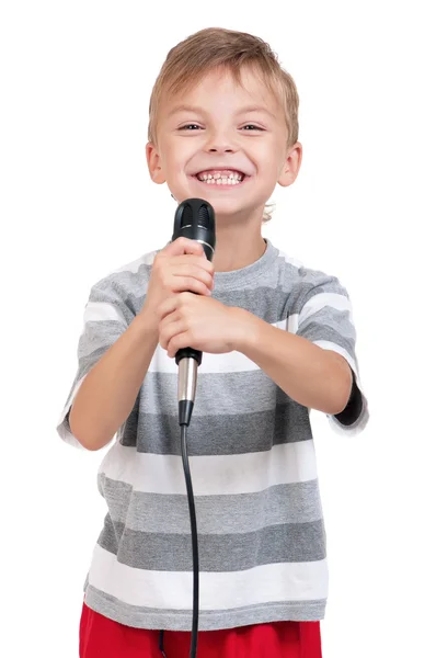 Мальчик с микрофоном — стоковое фото