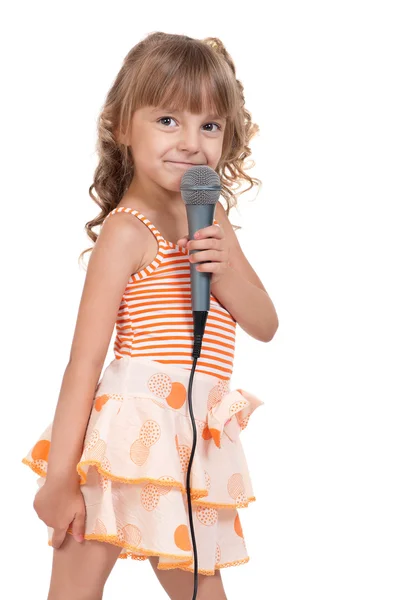 Dziecko z mikrofonem — Zdjęcie stockowe