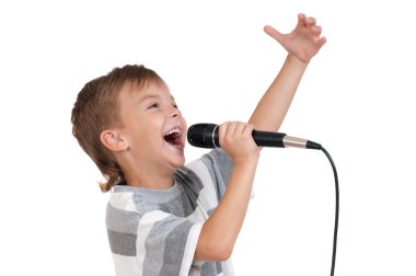 Boy with microphone clipart