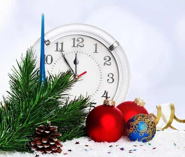 Baubles with clock — Stock Photo, Image
