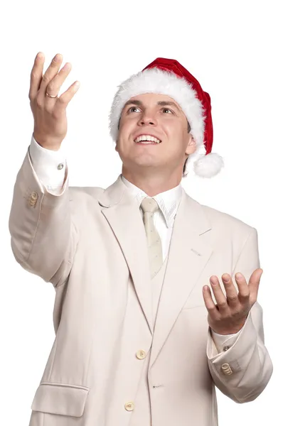 Portrait of man in santa hat — Stock Photo, Image