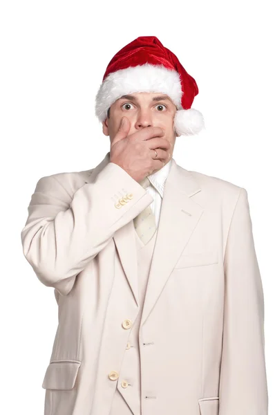 산타 모자에 있는 남자의 초상화 — 스톡 사진