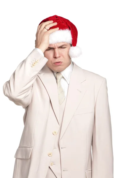 Portrait of man in santa hat — Stock Photo, Image