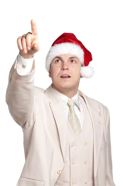 Ritratto di uomo in cappello da Babbo Natale — Foto Stock