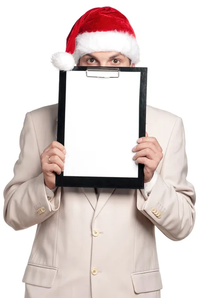 산타 모자에 있는 남자의 초상화 — 스톡 사진