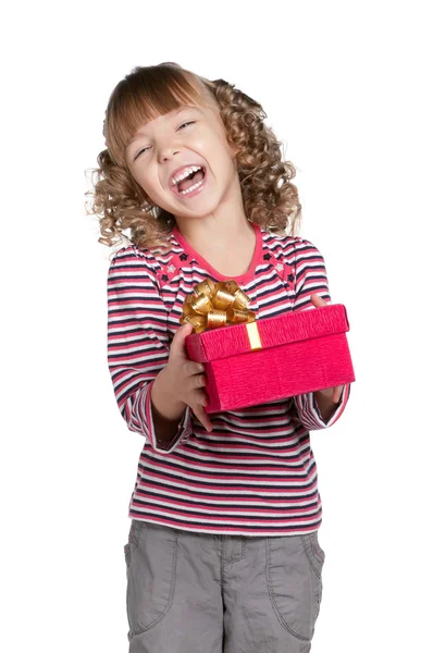 Little girl with gift box — Stock Photo, Image