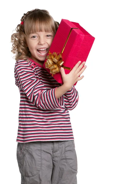 Niña con caja de regalo — Foto de Stock