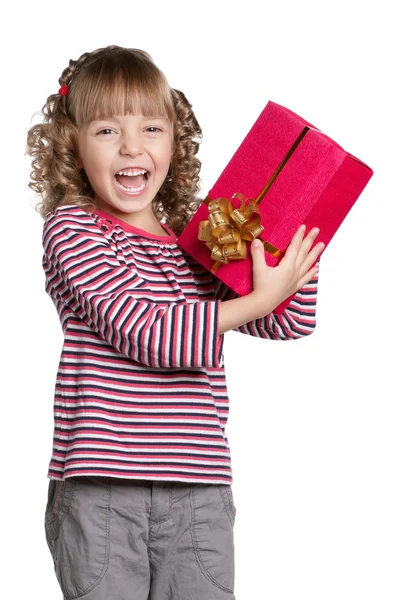 Κοριτσάκι με κουτί δώρου — Φωτογραφία Αρχείου