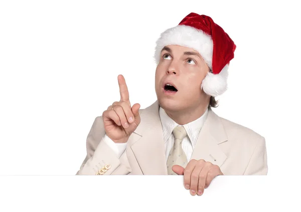 Porträt eines Mannes mit Weihnachtsmütze — Stockfoto