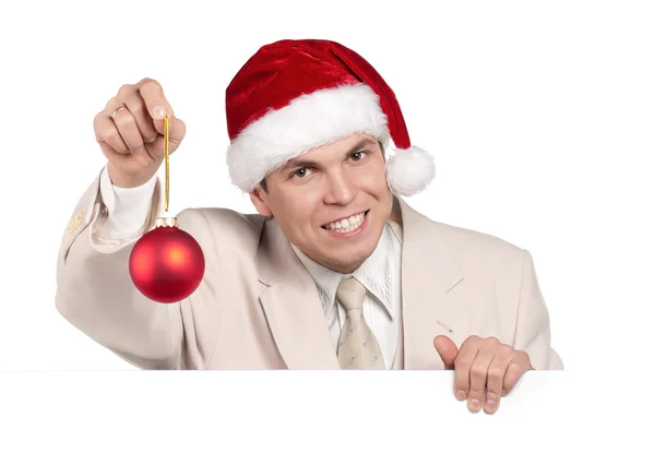 Portret van man in Kerstman hoed — Stockfoto