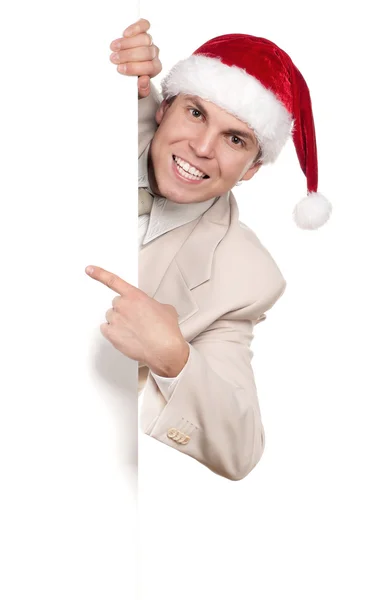 Portret van man in Kerstman hoed — Stockfoto