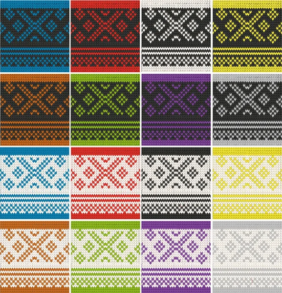 Pola kain wol rajutan dari benang warna - Stok Vektor