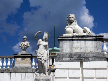 Monuments in old terrace near the palace. Arkhangelskoye Estate. Moscow clipart