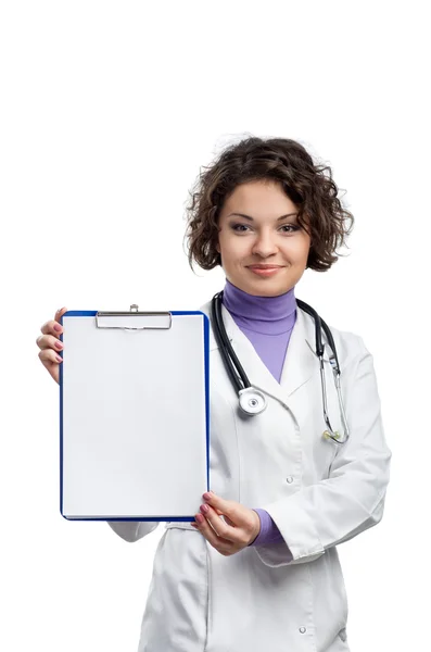 Doctor showing folder with copy space for text — Stock fotografie